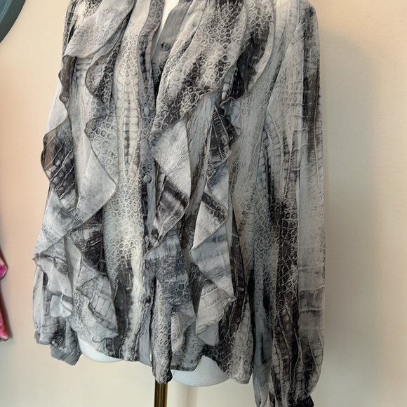 ZARA Python Print Sheer ruffled blouse size small - Picture 7 of 11